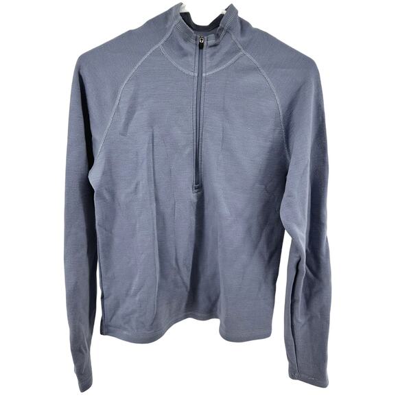 Ibex Merino Wool 1/4 Zip Base Layer Top High Neck Lightweight Outdoor Blue M - Picture 1 of 4